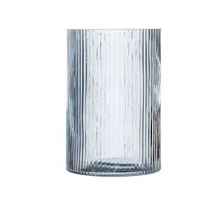 Better Homes & Gardens Blue Glass Ribbed Hurricane 8" Candleholder, Vase